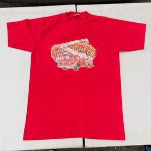 True Vintage Single Stitch "sportswear" firefighter graphic tee. Made in the USA